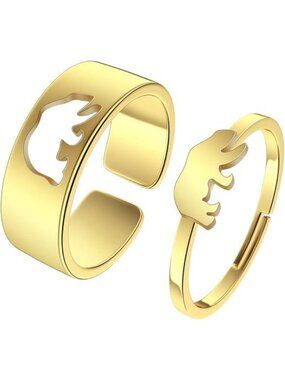 Bear-g 2Pcs Matching Cute Animals Promise Engagement Ring